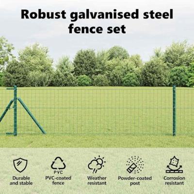 VidaXL Hek met paal groen 0,6 x 10 m staal en pvc