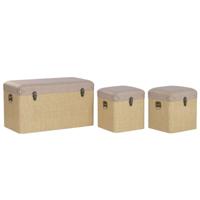 Kofferset Home ESPRIT Bruin Natuurlijk Polyurethaan Hout Alpino 80 x 40 x 44 cm (3 Stuks) - thumbnail