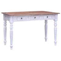 Bureau met lades 117x57x75 cm massief mahoniehout wit - thumbnail