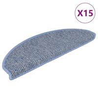 VidaXL Trapmatten zelfklevend 15 st sisal-look 56x17x3 cm blauw - thumbnail