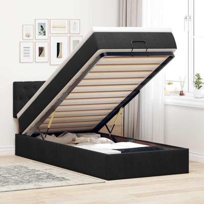 Ottoman bed met matras 90x200cm fluweel zwart