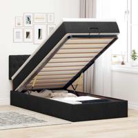 Ottoman bed met matras 90x200cm fluweel zwart - thumbnail