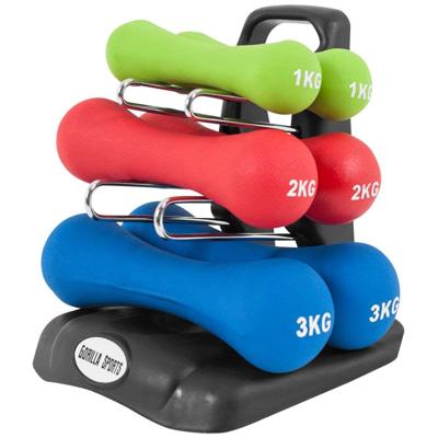 Aerobic halterset 12 kg met standaard Aerobic halterset 12 kg met standaard