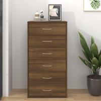 Dressoir met 6 lades 50x34x96 cm bewerkt hout bruin eikenkleur - thumbnail