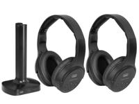 Trevi FRS 1580 TW Set met 2 hoofdtelefoons voor tv, draadloos, oplaadbaar, draadloos, 30 meter, reikwijdte, sokkel voor het opladen, zwart - thumbnail