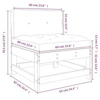 Middenbank met kussens massief grenenhout grijs - thumbnail