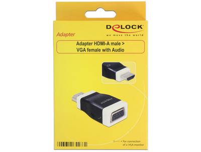 Delock 65586 HDMI / VGA Adapter [1x HDMI-stekker - 1x D-sub bus 15-polig] Zwart, Wit
