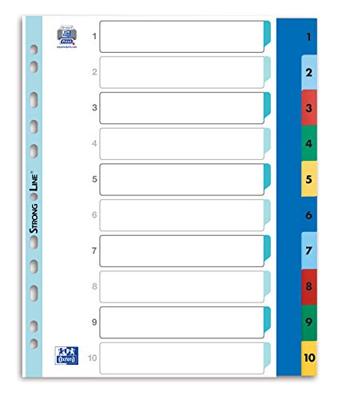 Tabbladen Oxford A4+ 11-gaats 1-10 PP kleur | 25 stuks Tabbladen Oxford A4+ 11-gaats 1-10 PP kleur | 25 stuks