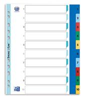 Tabbladen Oxford A4+ 11-gaats 1-10 PP kleur | 25 stuks - thumbnail