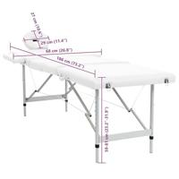 VidaXL Massagetafel inklapbaar met aluminium frame (vier delen / crèmewit) - thumbnail