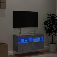 Tv-wandmeubel met LED-verlichting 80x30x40 cm betongrijs - thumbnail