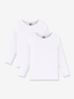 Set van 2 witte T-shirts met lange mouwen - PETIT BATEAU wit - thumbnail