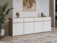 Dressoir CROSSAIR 4 deuren 4 lades wit/wotan eik - thumbnail