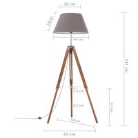 VidaXL Vloerlamp driepoot 141 cm massief teakhout honingbruin en grijs - thumbnail