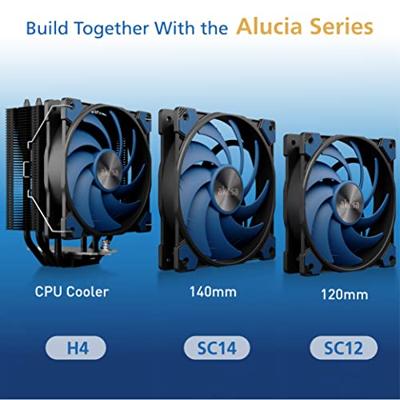 Akasa ALUCIA SC Computer behuizing, Processor Ventilator 14 cm Zwart, Blauw 1 stuk(s)