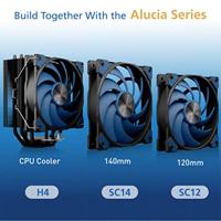 Akasa ALUCIA SC Computer behuizing, Processor Ventilator 14 cm Zwart, Blauw 1 stuk(s) - thumbnail