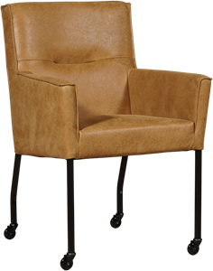 Leren eetkamerstoel Lucky - met wieltjes en armleuning - Echt leer, Modern, Comfortabel en kies uit meer dan 150+ kleuren - Ontdek de Vele Leersoorten en Kleuren bij ShopX