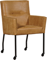 Leren eetkamerstoel Lucky - met wieltjes en armleuning - Echt leer, Modern, Comfortabel en kies uit meer dan 150+ kleuren - Ontdek de Vele Leersoorten en Kleuren bij ShopX - thumbnail