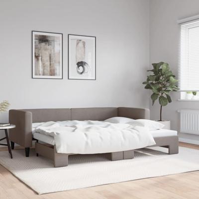 Slaapbank met onderschuifbed 80x200 cm stof taupe