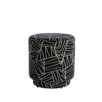Light & Living Poef 'Davonte' 40cm, kleur Zwart/Wit