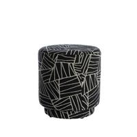Light & Living Poef 'Davonte' 40cm, kleur Zwart/Wit - thumbnail