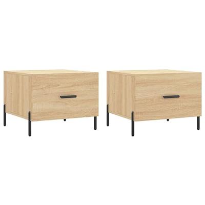 Salontafels 2 st 50x50x40 cm bewerkt hout sonoma eikenkleurig
