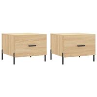 Salontafels 2 st 50x50x40 cm bewerkt hout sonoma eikenkleurig - thumbnail