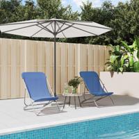 Strandstoelen 2 st textileen en gepoedercoat staal blauw - thumbnail