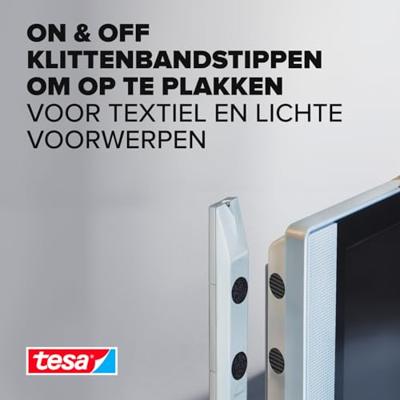 TESA On & Off 55226-00-01 Klittenband punten Om vast te plakken Haak- en lusdeel (Ø) 16 mm Zwart 8 paar