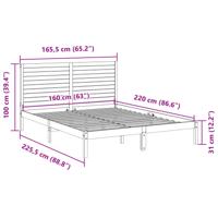 Bedframe extra lang zonder matras massief hout wit 160x220 cm - thumbnail