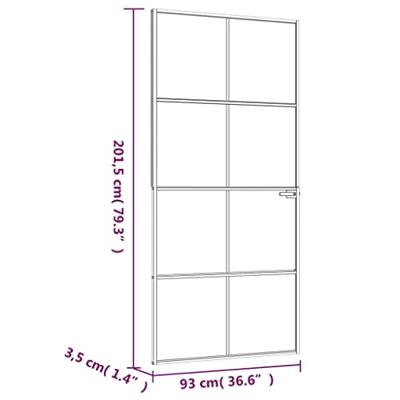VidaXL Binnendeur 93x201,5 cm gehard glas en aluminium smal zwart - thumbnail