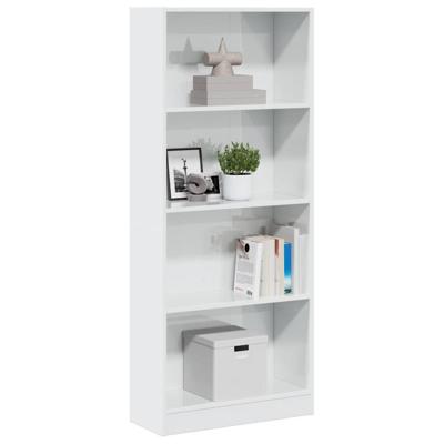 Boekenkast 60x24x143 cm bewerkt hout hoogglans wit