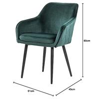 Artistiq Eetkamerstoel 'Juna' Velvet, kleur Groen - thumbnail
