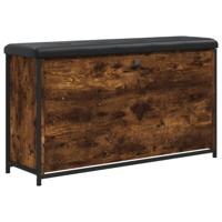 Schoenenbankje met klaplade 102x32x56 cm gerookt eikenkleurig - thumbnail