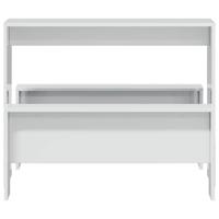 3-delige Eettafel en bankenset bewerkt hout hoogglans wit - thumbnail
