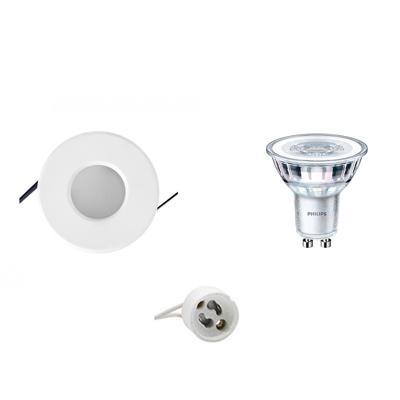 GU10 Inbouwspot Set - Mat Wit - Inbouw Rond - Waterdicht IP65 - Philips - CorePro 827 36D - Aigi - 4.6W - Warm Wit 2700K - Ø82mm