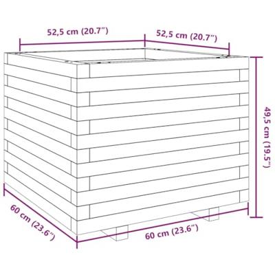 VidaXL Plantenbak 60x60x49,5 cm massief grenenhout wasbruin