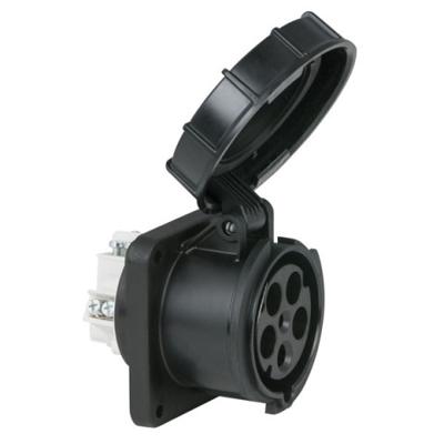 PCE CEE 63A 5-polige inbouw socket female IP67 zwart PCE CEE 63A 5-polige inbouw socket female IP67 zwart