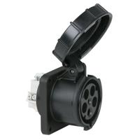 PCE CEE 63A 5-polige inbouw socket female IP67 zwart - thumbnail