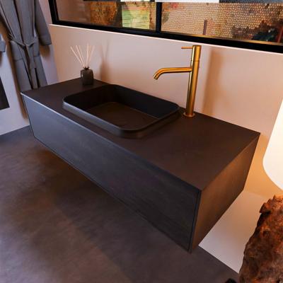 Badkamermeubelset Mondiaz Erin 120 cm met 1 Lade met RIDGE Wastafel Midden Urban met 1 kraangat Greeploos Mat Dark Brown Badkamermeubelset Mondiaz Erin 120 cm met 1 Lade met RIDGE Wastafel Midden Urban met 1 kraangat Greeploos Mat Dark Brown