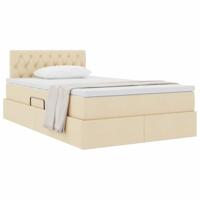 Opbergbed met matras met matras Crème 120 x 200 cm Bewerkt hout - thumbnail
