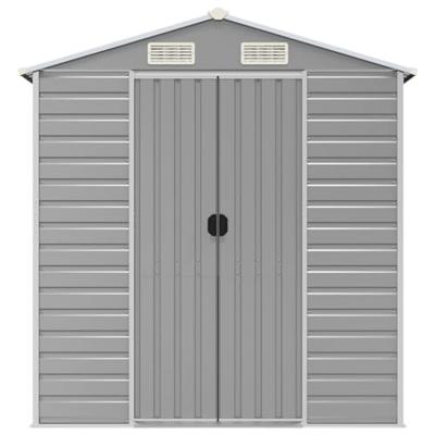 Tuinschuur 191x555x198 cm gegalvaniseerd staal lichtgrijs