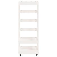 Houtblokhouder met wielen 40x49x110 cm massief grenenhout wit - thumbnail