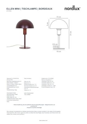 Nordlux Design tafellampEllen rood - 2213745002