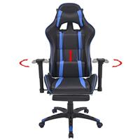 Bureau-/gamestoel verstelbaar met voetensteun blauw - thumbnail