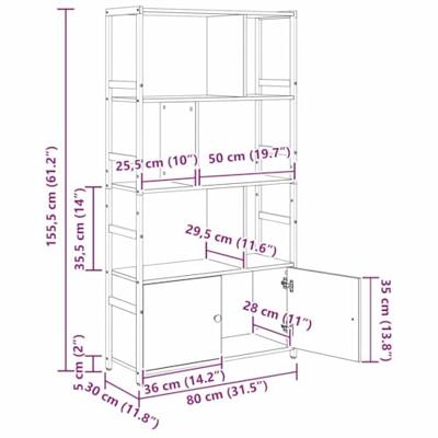 Boekenkast Zwart eiken 80 x 30 x 155,5 cm Bewerkt hout - thumbnail