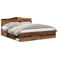 Bedframe met hoofdeinde Oudhout 200 x 200 cm Massief grenenhout - thumbnail