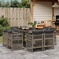 9-delige Tuinset met kussens poly rattan grijs - thumbnail