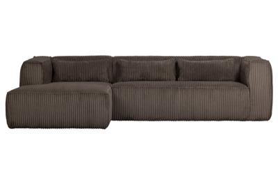WOOOD Loungebank 'Bean' Links, Rib, kleur Mud
