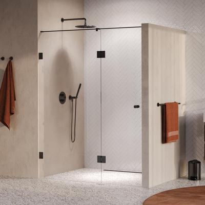 Brauer Void - Carving Nisdeur - 2-Delig - Helder Glas - 150 x 200 cm - Omkeerbaar - met Draaideur 70 cm - Aan Glas - incl. Glascoating - PVD Gunmetal Geborsteld